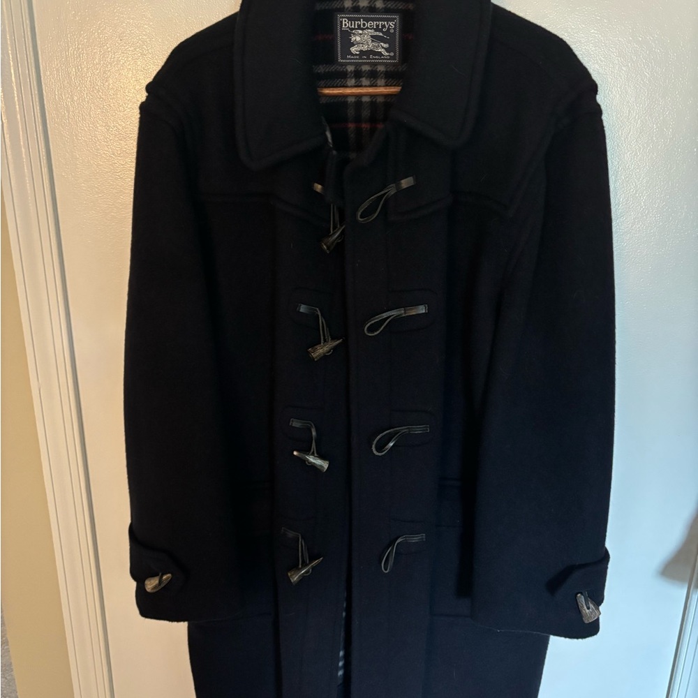 Burberry Black Men's Wool Over Coat
